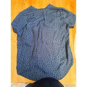 Lush Navy and Black Leopard Print Blouse with Roll tab sleeves XL Preloved